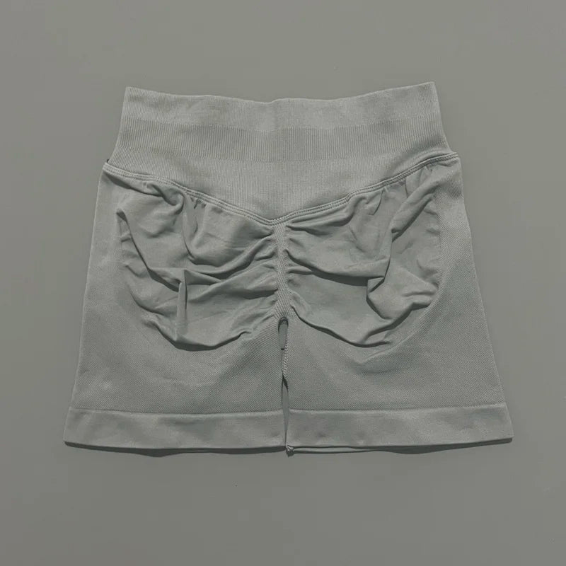 Pantalones cortos de gimnasio sin costuras con efecto Scrunch Butt para mujer – Pantalones cortos de yoga de cintura alta para correr, entrenar, fitness y ropa deportiva