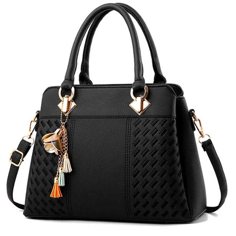 Gusure Luxury Women's Embroidered Tote Bag Large Capacity Shoulder Crossbody Handbag with Tassel