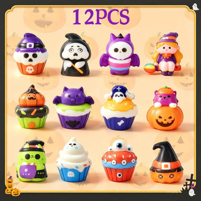12-96PCS Halloween Squishy Toys Bulk Stress Relief Toys Non Candy Trick or Treat Party Favors Halloween Gifts for Kids