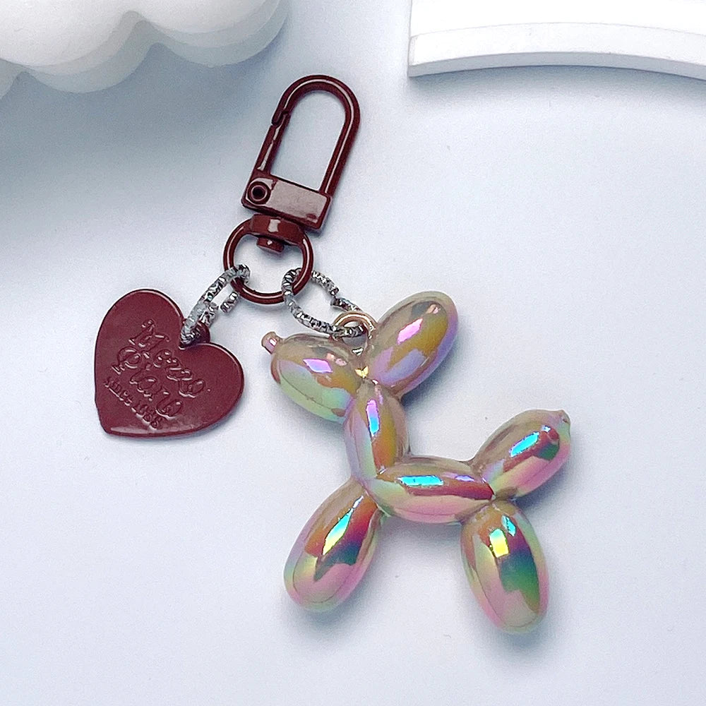Cute Acrylic Balloon Dog Keychain – Cartoon Y2K Bag Pendant for Women & Couples, Car Key Chain, Jewelry Gift & Decorative Accessory