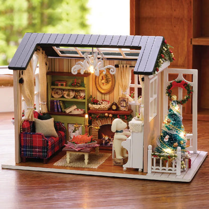Kit DIY de casita de lectura de madera con luces LED – Artesanía en miniatura de inserción de estantería hecha a mano para decoración del hogar y regalos