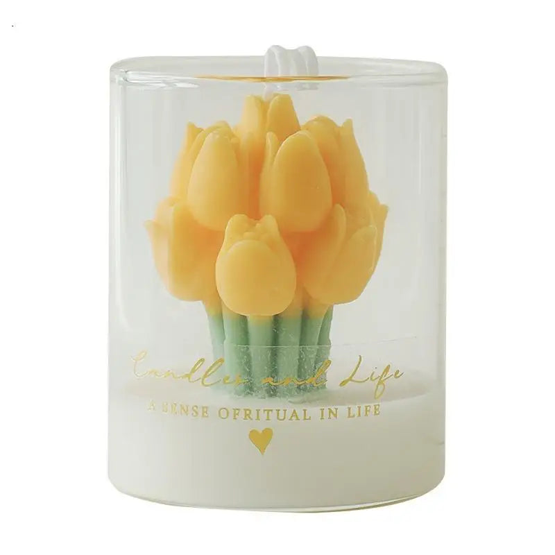 Handmade Tulip Bouquet Candle – Scented Soy Wax Aromatherapy Candle for Weddings, Birthdays, Parties & Home Decoration