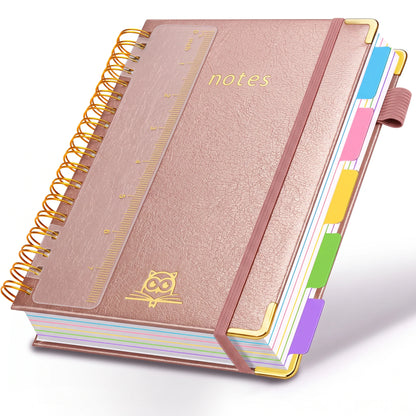 A5 Hardcover Spiral Notebook – 300 Pages 5-Subject Journal with Dividers & Tabs, 6.2×8.2" Notebook for Work & Study