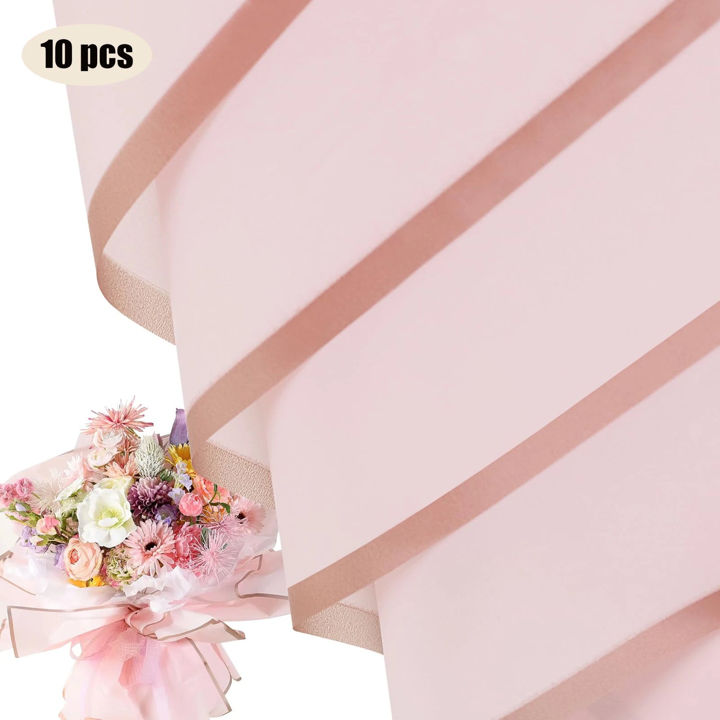 10 hojas de papel de envolver flores impermeable con bordes dorados para ramos, bodas, regalos y arreglos florales de bricolaje