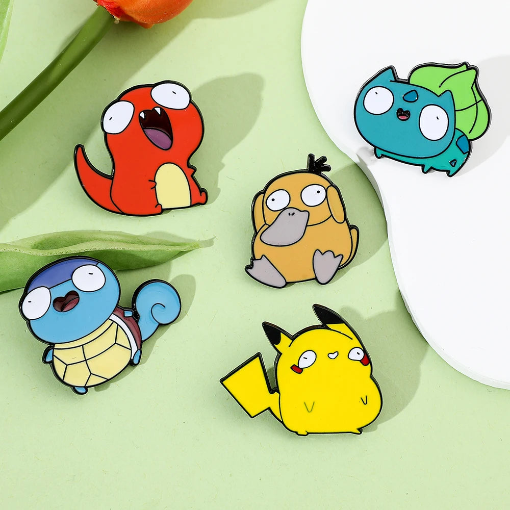 Pokémon Enamel Pin – Pikachu, Bulbasaur, Psyduck & Squirtle Cute Cartoon Brooch Badge