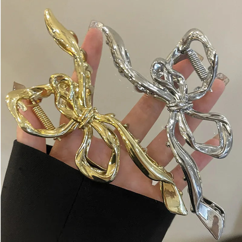 Elegant Geometric Bow Hair Claw Clip for Women – Vintage Large Metal Hair Clip Barrette Hair Accessory