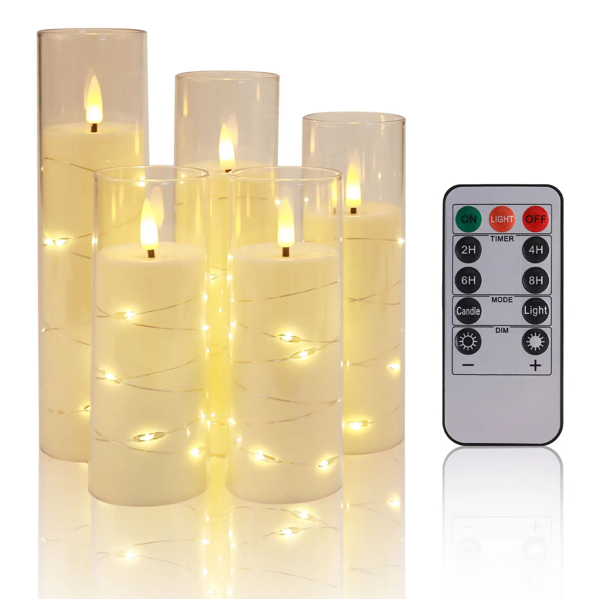 Flickering Flameless LED Pillar Candles – Remote-Controlled Candle Lights with Embedded Star String for Weddings, Christmas & Party Home Decor