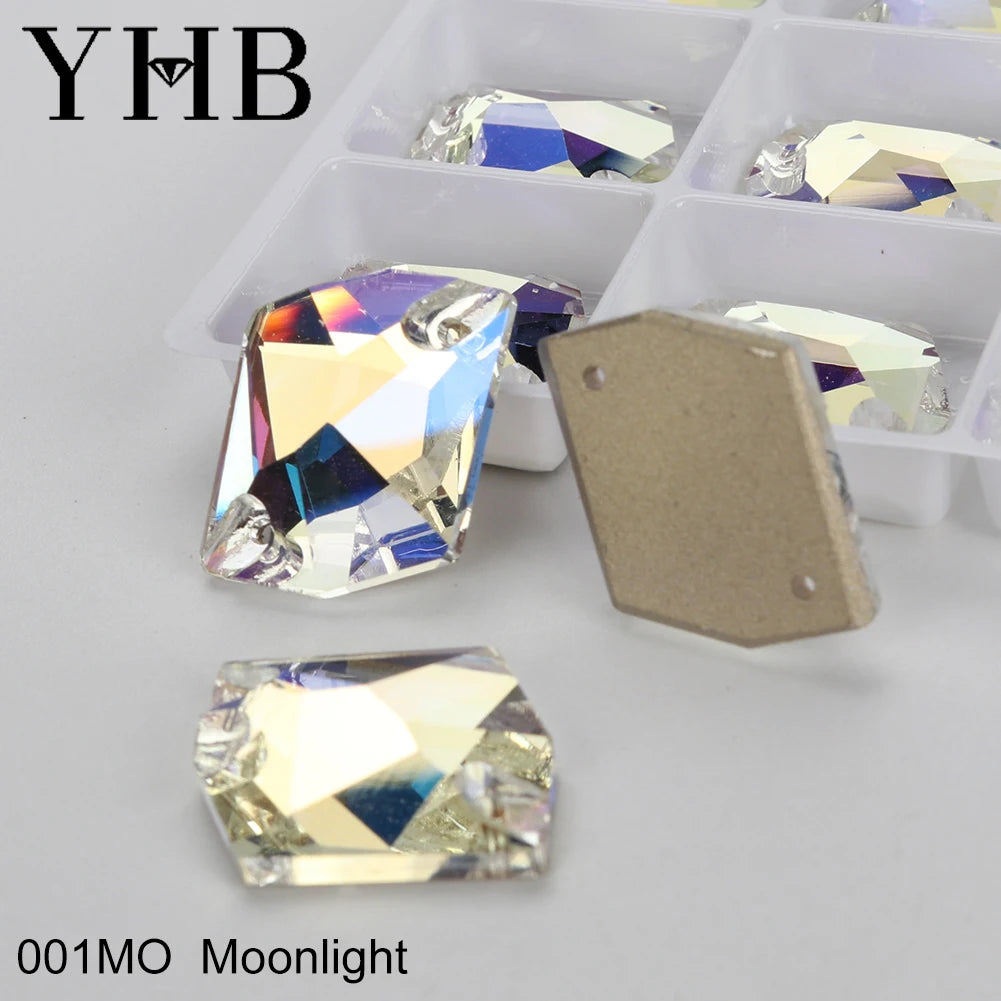 Strass à coudre YHB Cosmic AB Moonlight – Pierres plates en cristal de verre pour la décoration de vêtements et de sacs