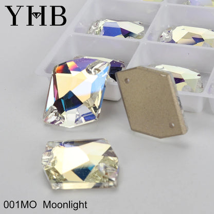 Strass à coudre YHB Cosmic AB Moonlight – Pierres plates en cristal de verre pour la décoration de vêtements et de sacs