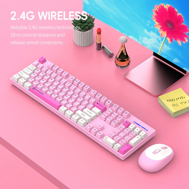 Combinación de teclado y ratón inalámbricos para juegos Shipadoo - Teclado y ratón recargables de 2.4GHz para PC, portátil y oficina