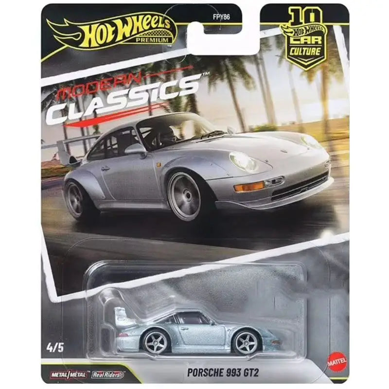 Hot Wheels Premium Modern Classics Voiture miniature moulée sous pression 1:64 – Toyota, Ferrari Testarossa, Porsche 993 GT2 et Mazda Modèle à collectionner