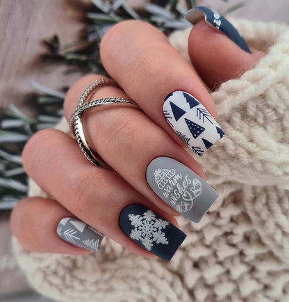 3D Christmas Nail Art Stickers – Snowflake & Winter Tree Nail Decals for Nail Tips Decoration