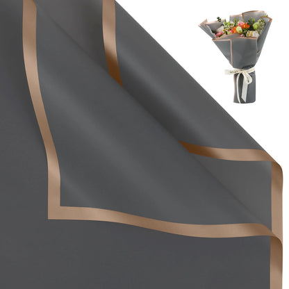 10 hojas de papel de envolver flores impermeable con bordes dorados para ramos, bodas, regalos y arreglos florales de bricolaje
