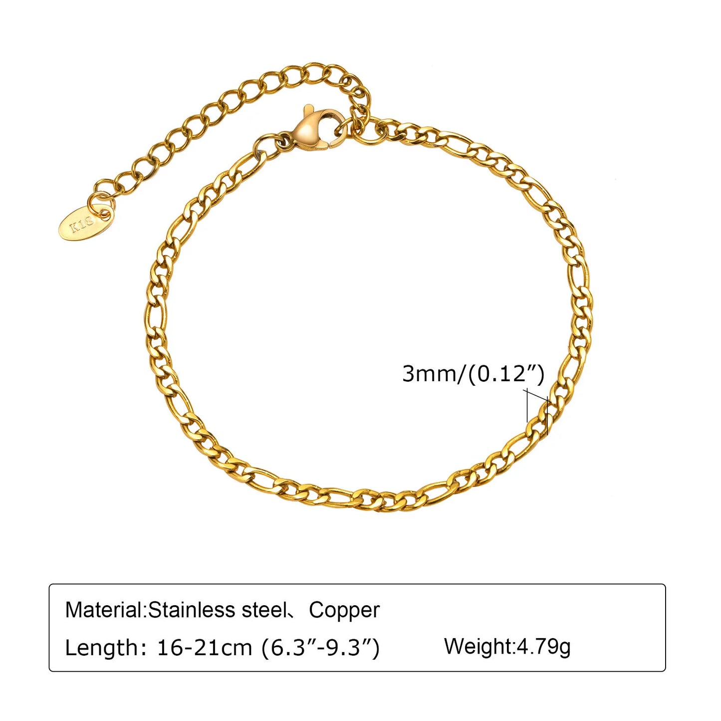 Waterproof Stainless Steel Chain Bracelet – Gold Plated Stackable Link Bracelet for Women | Trendy Fashion Jewelry Gift