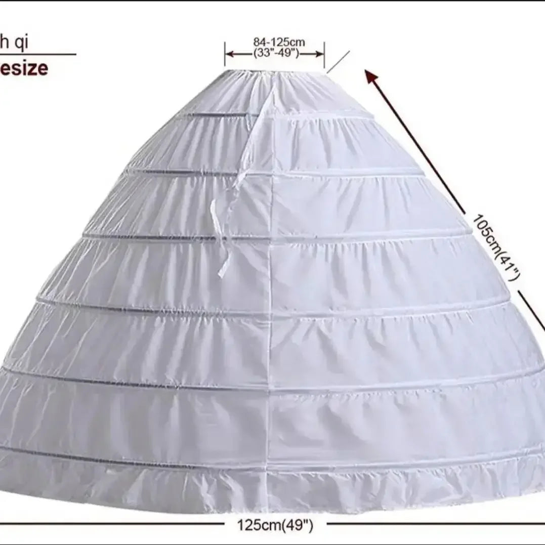 Enagua de boda de crinolina de 6 aros – Enagua larga blanca para vestido de baile, capa de soporte de falda de medio deslizamiento para vestido de novia, accesorios de boda para vestidos de princesa y vestidos formales