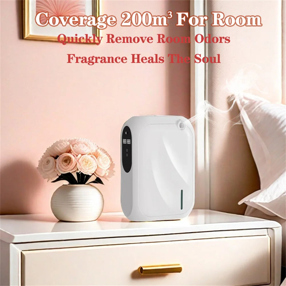 Diffuseur d'arômes – Machine à parfum couvrant 200 m³, diffuseur de parfum intelligent avec contrôle via application Bluetooth, distributeur d'huiles essentielles pour la maison, le bureau et la purification de l'air intérieur