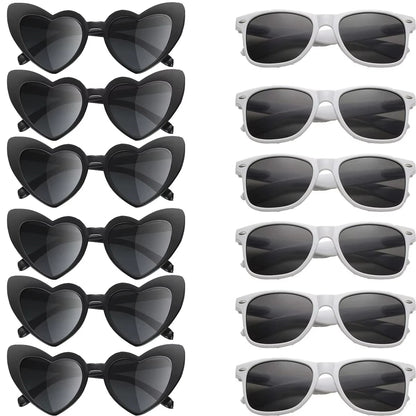 12–120PCS Personalized Heart Sunglasses with Pen – Wedding & Bachelorette Party Favors, Bridal Party Photo Props & Gifts