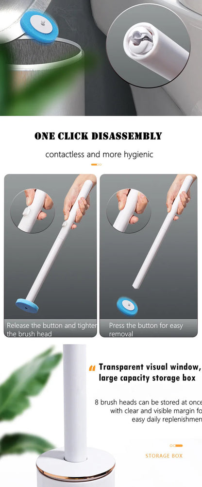 Wall Mounted Disposable Toilet Brush – Replaceable Toilet Cleaning Brush Set, Hygienic WC Scrubber Tool with Bathroom Storage Holder, Modern Bathroom Cleaning Accessory