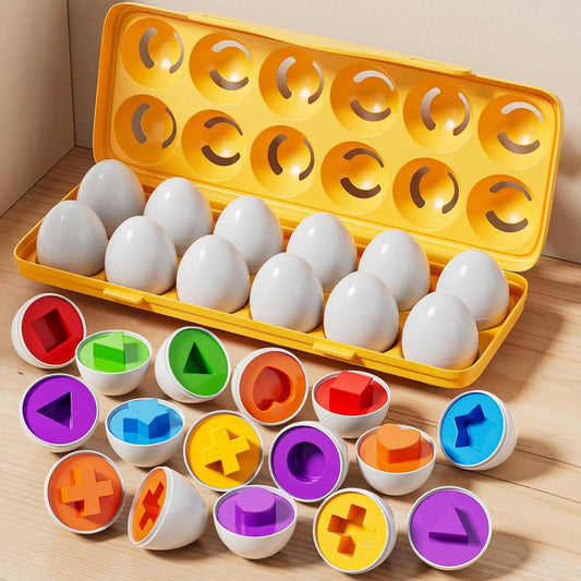 Juguete Puzle Montessori de Huevos de Pascua – Juego Sensorial de Aprendizaje para Bebés, Clasificador de Formas y Colores, Juguete Educativo de Huevo Inteligente para Niños Pequeños de 1 a 3 Años, Regalo para el Desarrollo Temprano