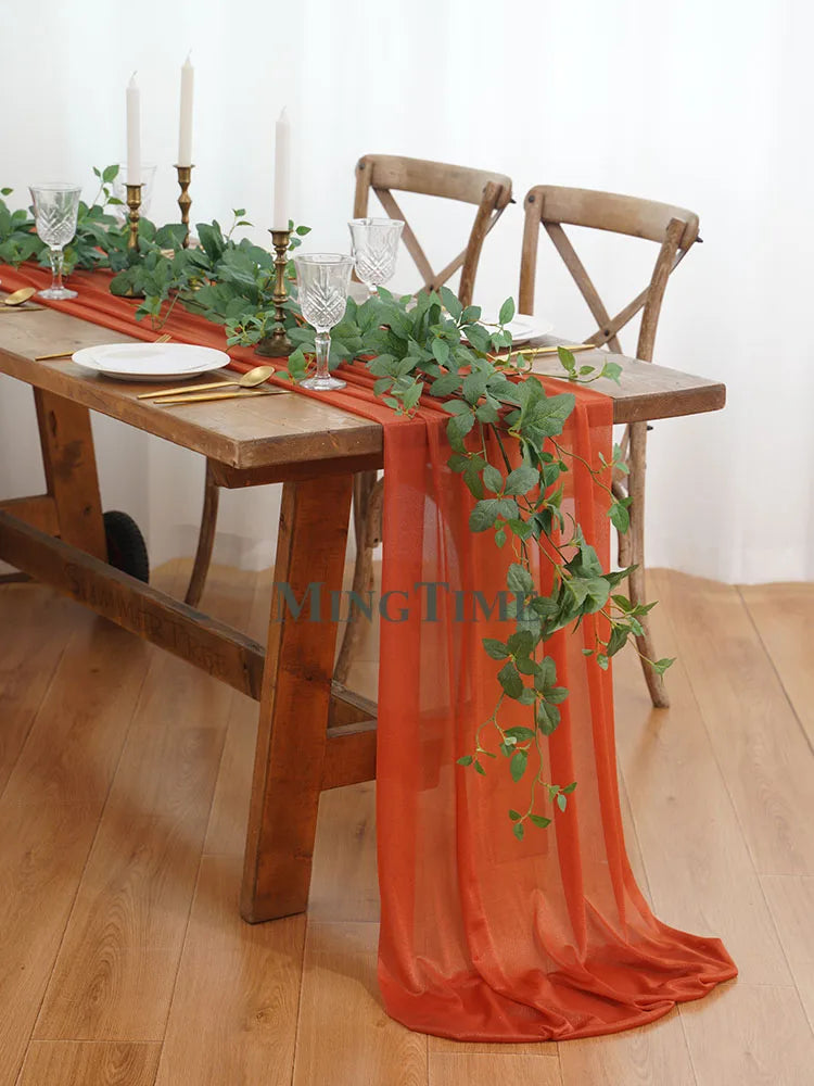 Camino de Mesa de Gasa Rosa Rubor - Camino de Mesa Rústico Suave Bohemio para Boda, Baby Shower, Fiesta, Comedor y Decoración de Eventos