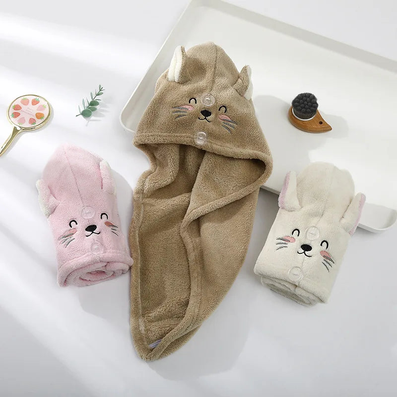 Cute Microfiber Hair Towel Wrap – Quick-Dry Strong Absorbent Head Towel for Girls & Women, Hair Drying Towel GFMJ03