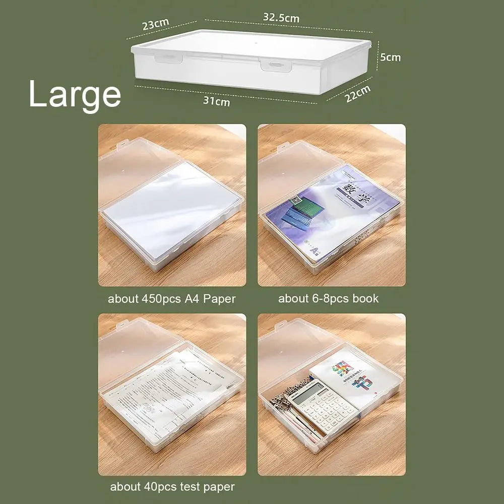 Caja organizadora de plástico transparente – Contenedor portátil a prueba de polvo para documentos, papelería y accesorios