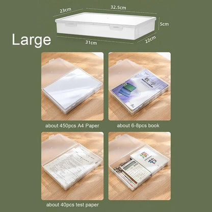 Caja organizadora de plástico transparente – Contenedor portátil a prueba de polvo para documentos, papelería y accesorios