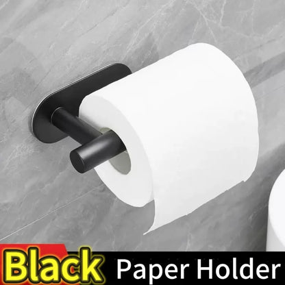 Adhesive Toilet Paper Holder Wall-Mounted Kitchen Roll & Paper Towel Rack No-Drill Tissue Holder