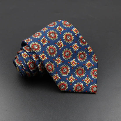 Men's 7.5cm Soft Silk Necktie – Floral & Dot Pattern Tie for Weddings, Business, Parties & Formal Wear
