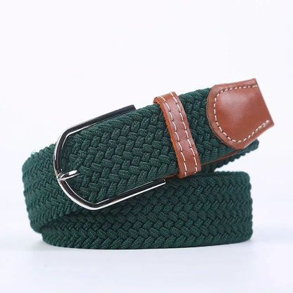 Ceinture élastique tressée unisexe en toile tissée, à boucle ardillon, pour jeans (107/120/130cm)