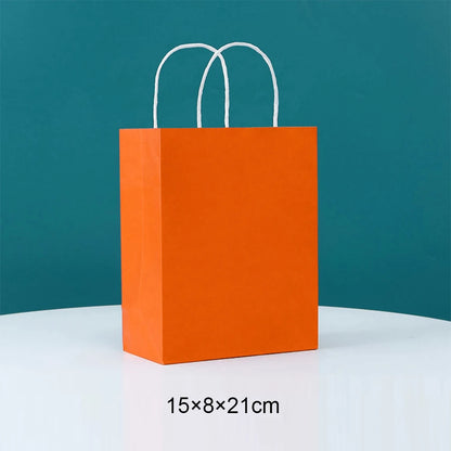 Bolsas de regalo de papel kraft de 5/10/25/50 piezas con asas – Bolsas de regalo y dulces de 10 colores para cumpleaños, bodas, baby showers y empaques de regalo