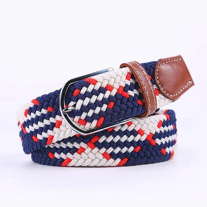 Ceinture élastique tressée unisexe en toile tissée, à boucle ardillon, pour jeans (107/120/130cm)