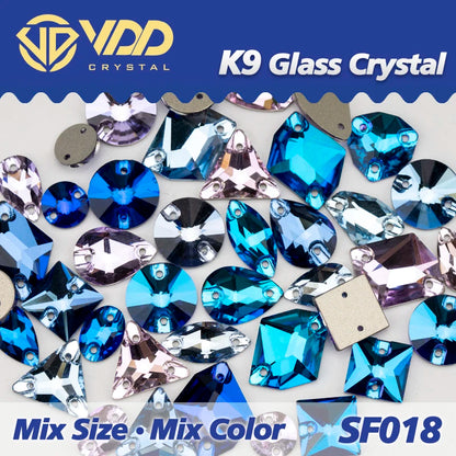 Strass à coudre en cristal K9 AB Mix – Pierres plates en verre AAAAA pour vêtements, robes de mariée et projets de bricolage