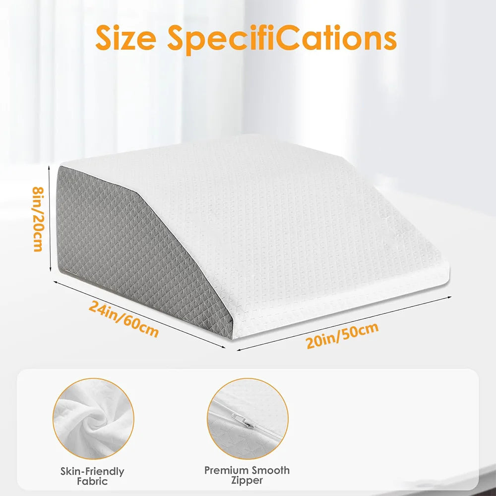 Almohada Elevadora de Piernas – Cuña de Espuma Viscoelástica de 8 Pulgadas para Dormir, para Quienes Duermen de Lado y para Descansar, Cojín de Soporte Ergonómico para Posicionar las Piernas, Confort y Relajación