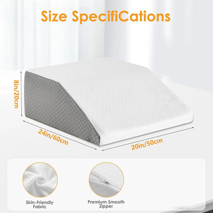 Almohada Elevadora de Piernas – Cuña de Espuma Viscoelástica de 8 Pulgadas para Dormir, para Quienes Duermen de Lado y para Descansar, Cojín de Soporte Ergonómico para Posicionar las Piernas, Confort y Relajación
