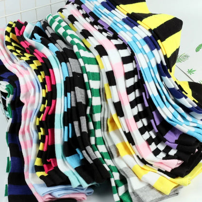 Thigh High Socks Women Over Knee Striped Polka Dot Stockings Black White Pink Lolita Cosplay Harajuku Y2K Kawaii