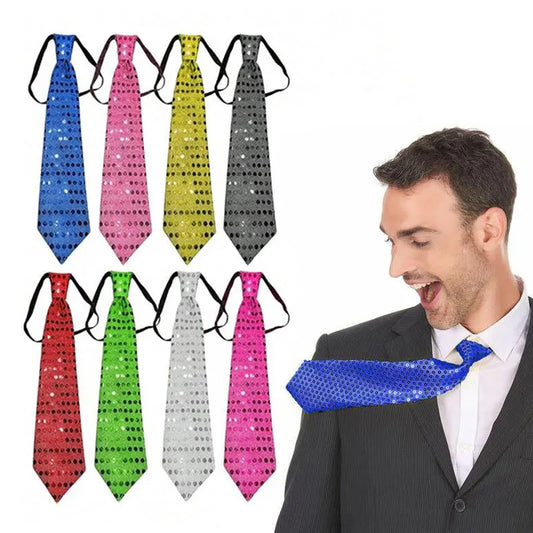 10PCS Men’s Sequined Neckties – 70s Retro Glitter Ties for Banquets, Festivals, Parties, Weddings & Costume Clothing Accessories