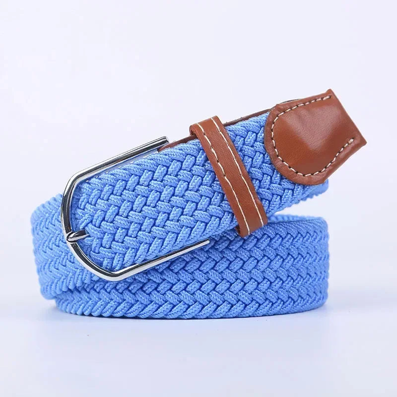 Ceinture élastique tressée unisexe en toile tissée, à boucle ardillon, pour jeans (107/120/130cm)