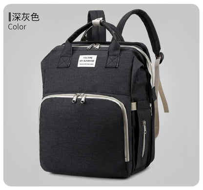 Sac à langer de grande capacité pour bébés avec matelas à langer – Sac à langer de maternité imperméable pour mamans avec rangement pour biberons et lit de bébé