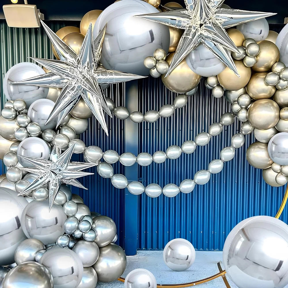 Globos metálicos redondos de aluminio 4D – Decoraciones para fiestas de cumpleaños, bodas y revelaciones de género en oro rosa y plata
