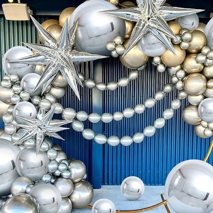 Globos metálicos redondos de aluminio 4D – Decoraciones para fiestas de cumpleaños, bodas y revelaciones de género en oro rosa y plata