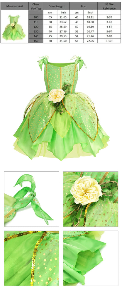 Vestido de disfraz de princesa para niña – Traje de fiesta de cuento de hadas para Halloween, carnaval y regalos de cumpleaños