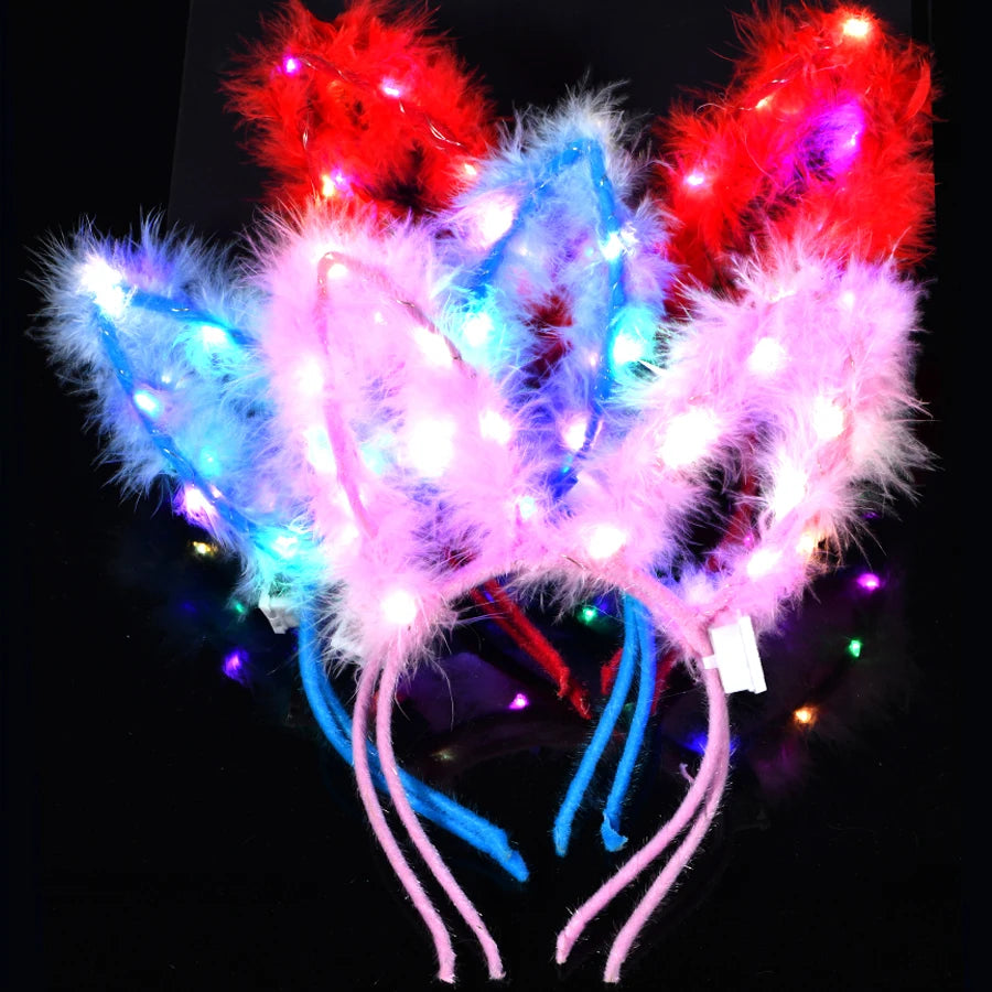 Serre-tête lumineux LED Oreilles de Chat & Lapin – Bandeau lumineux pour Anniversaires, Festivals & Mariages