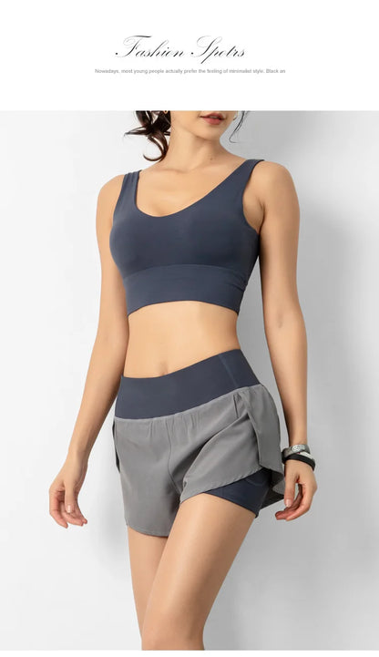 Women’s Sport Running Shorts Double Layer Yoga Gym Fitness Jogging Training Summer Short Pants