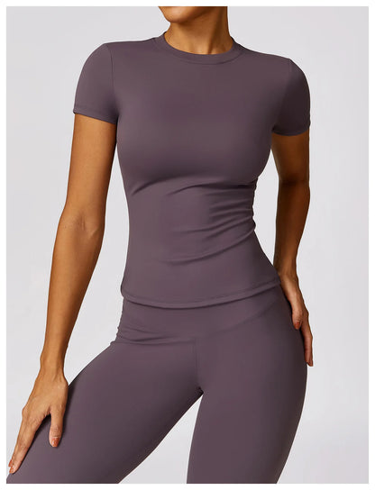 Camiseta de running NCLAGEN para mujer – Top deportivo transpirable de manga corta para gimnasio, yoga, fitness, entrenamiento y ropa deportiva