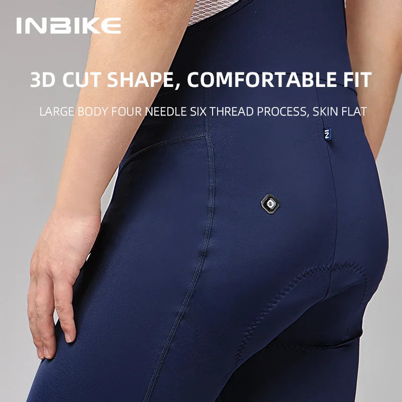 INBIKE Men's Cycling Bib Shorts – Professional Padded MTB & Road Bike Riding Shorts for Mountain Cycling