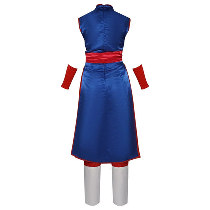 Dragon Ball Chi-Chi Cosplay Costume – Blue Cheongsam Uniform Dress with Props (Women’s Halloween Party Set)