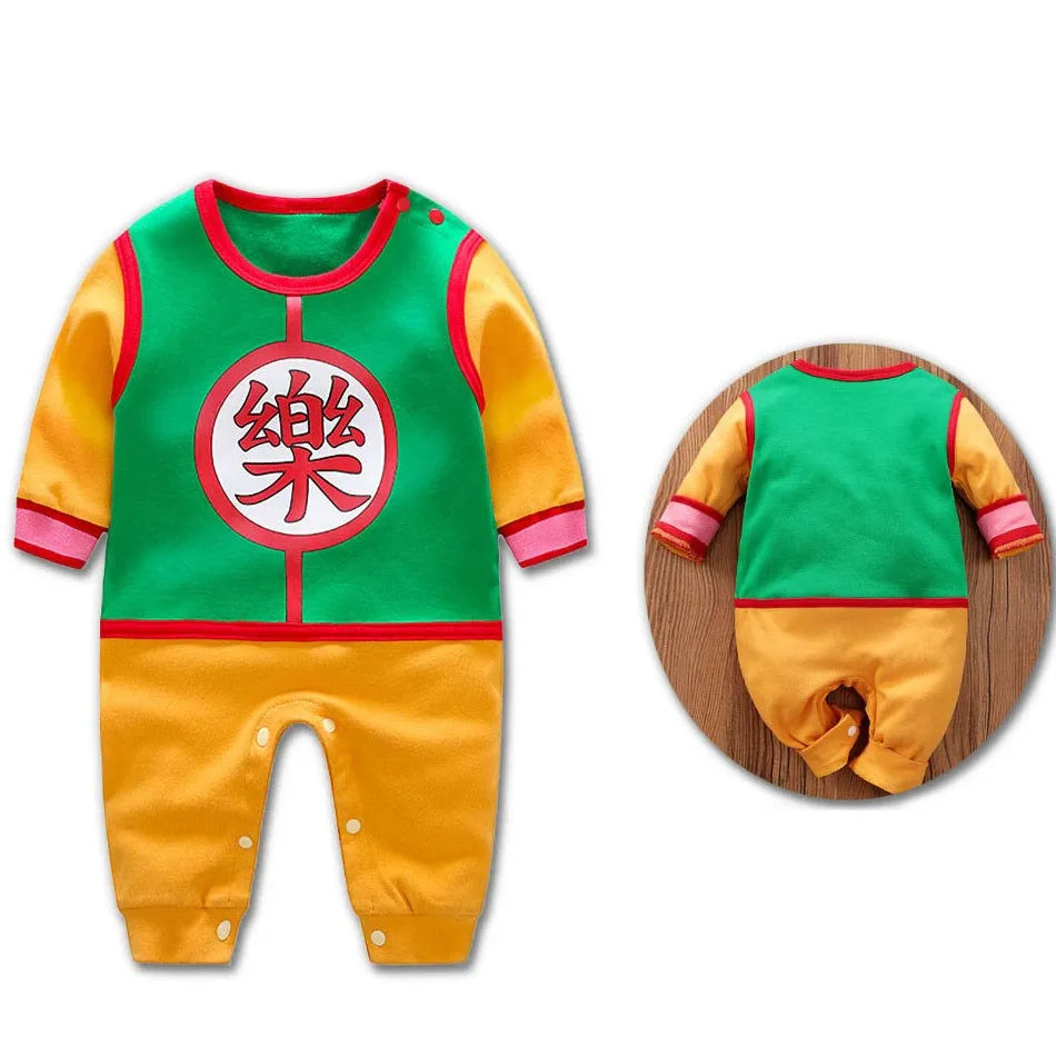 Anime-Inspired Baby Cosplay Romper – Vegeta, Krillin & Roshi Training Outfit for Newborns & Infants, Halloween Cartoon Costume Jumpsuit