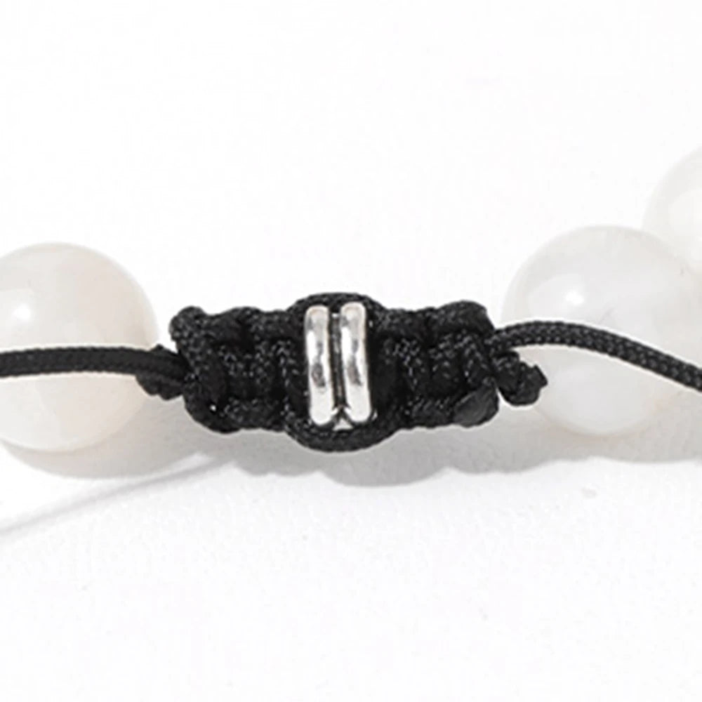 Bracelet perles de tourmaline noire naturelle – Bracelet ajustable tressé en corde avec carte cadeau pour hommes et femmes