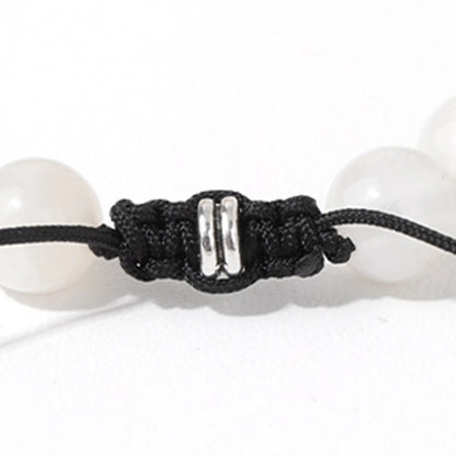Bracelet perles de tourmaline noire naturelle – Bracelet ajustable tressé en corde avec carte cadeau pour hommes et femmes